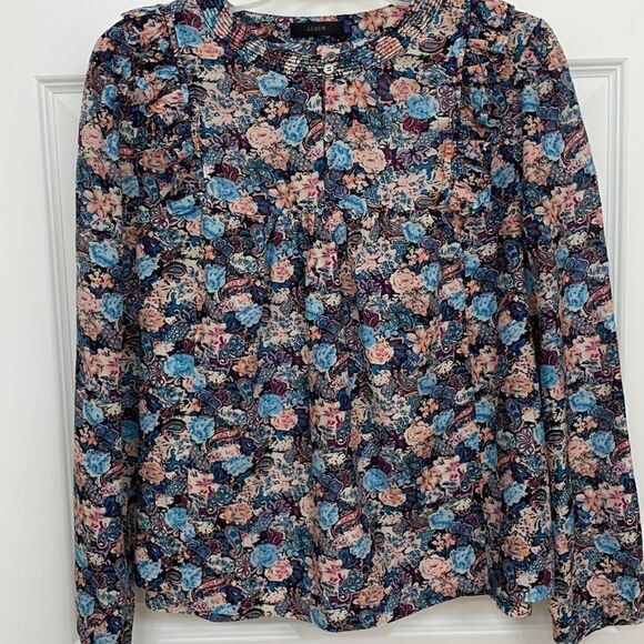 J.Crew size small floral babydoll longsleeve but very lightweight top - Picture 1 of 9